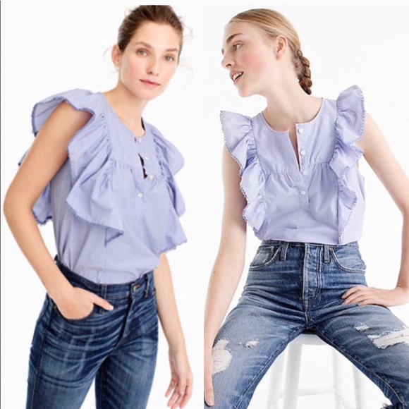 J. Crew Tops - Ruffle front/back chambray top